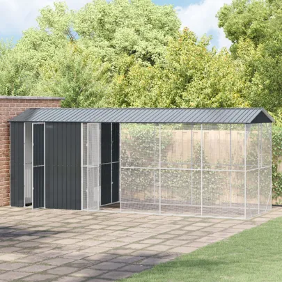 Colivie Păsări Mare cu Extensie - Oțel Antracit | vidaXL