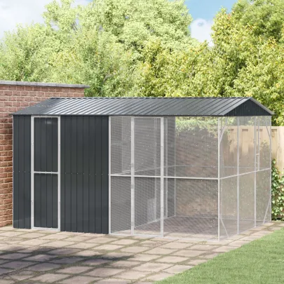 Cușcă Păsări Mare Extensibilă Antracit Oțel | vidaXL