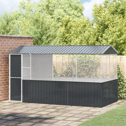 Colivie Păsări Antracit - Oțel Zincat 215x78x200 cm