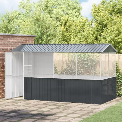 Colivie Păsări Antracit - Oțel Zincat 215x78x200 cm