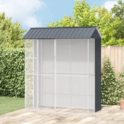 Colivie Păsări Antracit - Oțel Rezistent pentru Interior/Exterior