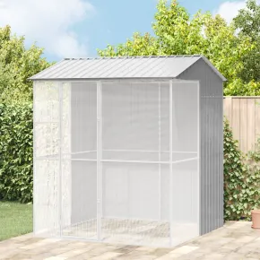 Colivie Păsări Exterior Gri - Oțel Rezistent - vidaXL