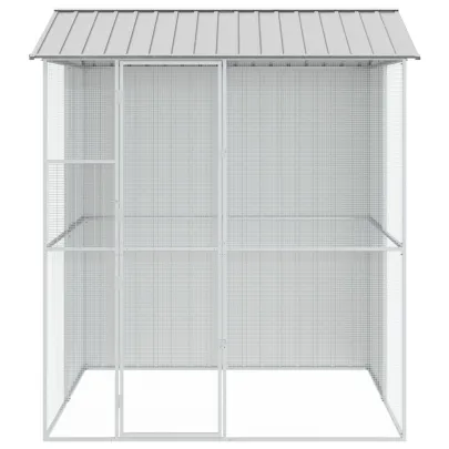 Colivie Păsări Exterior Gri - Oțel Rezistent - vidaXL