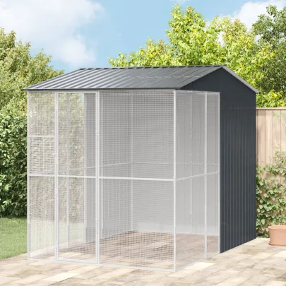 Colivie Păsări Exterior - Oțel Antracit - 215x310x247 cm