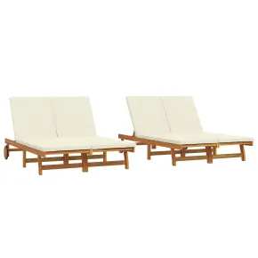 Șezlong Dublu cu Roți - Lemn Acacia | Livrare Gratuită 2