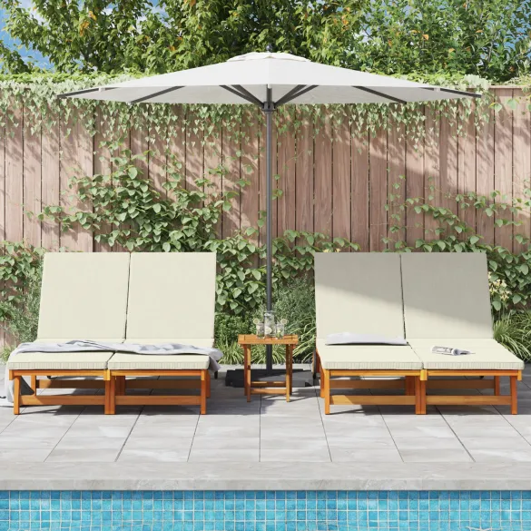 Șezlong Dublu cu Roți - Lemn Acacia | Livrare Gratuită