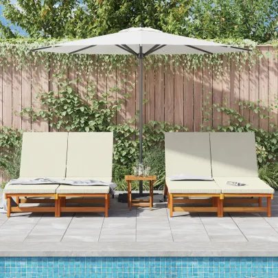 Șezlong Dublu cu Roți - Lemn Acacia | Livrare Gratuită