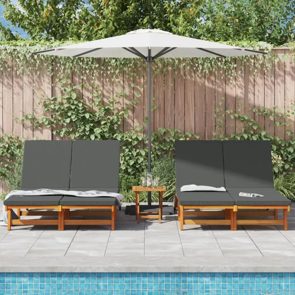 Șezlong Dublu cu Roti - Lemn Acacia | Livrare Gratuită