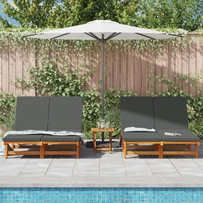 Șezlong Dublu cu Roti - Lemn Acacia | Livrare Gratuită