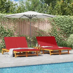 Șezlong Dublu cu Roți - Lemn Acacia Masiv | Livrare Gratuită