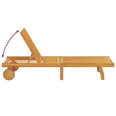 Șezlong cu Roți 2 Bucăți Masă Pernă Lemn Acacia | Livrare Gratuită