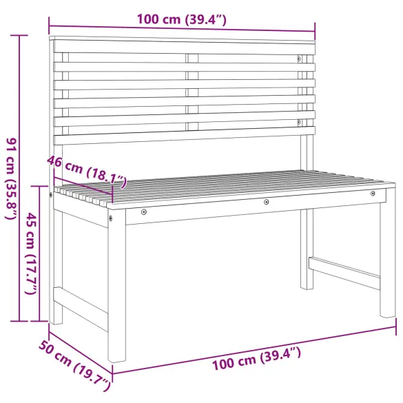 Set Bancă Grădină Lemn Acacia Masiv - 3 Piese