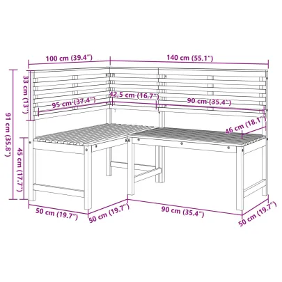 Set Bancă Grădină Lemn Acacia Masiv - 3 Piese