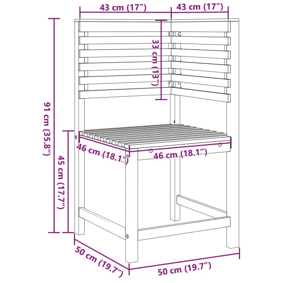 Set Bancă Grădină Lemn Acacia Masiv - 3 Piese