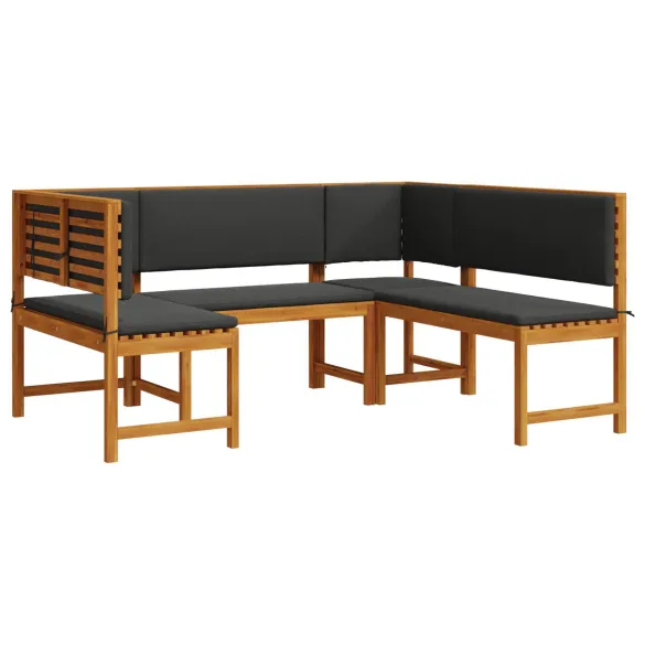 Set masă grădină cu perne - Lemn acacia | Livrare gratuită
