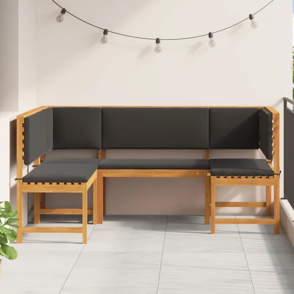 Set masă grădină cu perne - Lemn acacia | Livrare gratuită