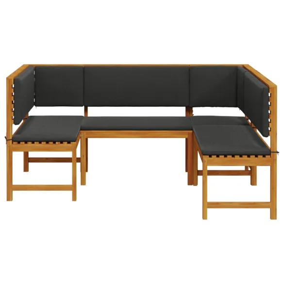 Set masă grădină cu perne - Lemn acacia | Livrare gratuită