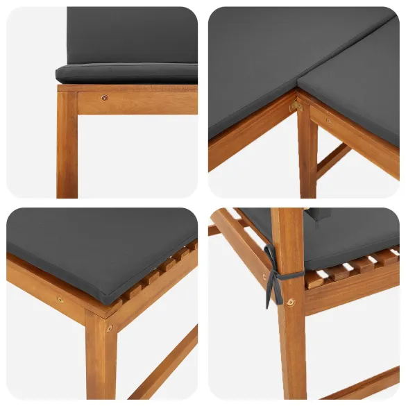 Set masă grădină cu perne - Lemn acacia | Livrare gratuită