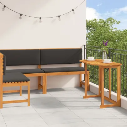 Set Bistro Grădină Lemn Acacia - Masă și 2 Bănci - Exterior
