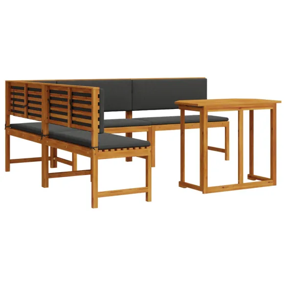 Set Mobilier Grădină 4 Piese - Masă și Bănci - Lemn Acacia