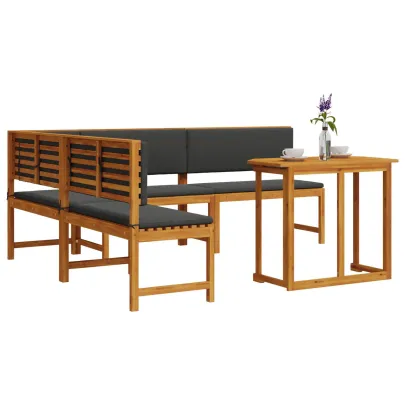 Set Mobilier Grădină 4 Piese - Masă și Bănci - Lemn Acacia