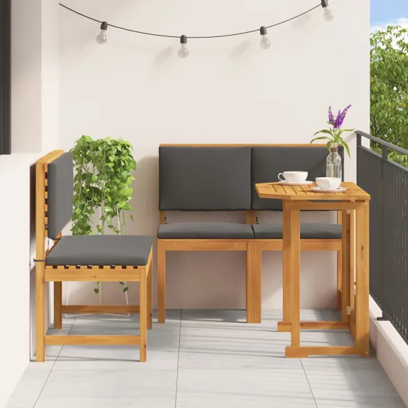 Set Mobilier Grădină Lemn Acacia - Masă și 2 Scaune