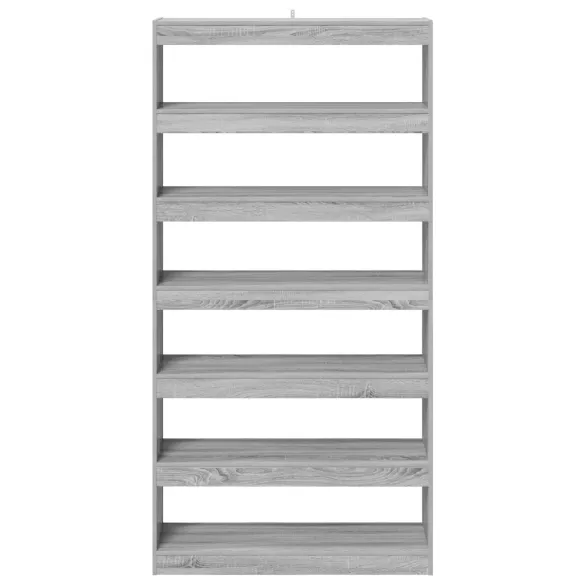 Raft Cărți Separator Cameră Negru Stejar 100x30x198 cm