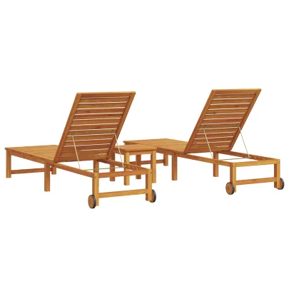 Șezlong cu Masă Lemn Acacia - Set 2 Piese | vidaXL