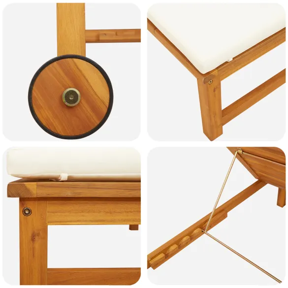 Set 2 Şezlonguri cu Perne din Lemn de Acacia | vidaXL