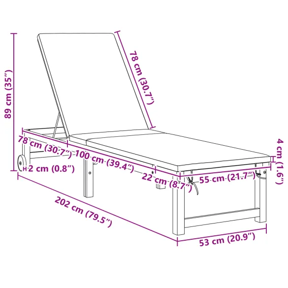 Set 2 Şezlonguri cu Perne din Lemn de Acacia | vidaXL