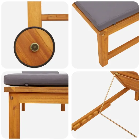 Șezlonguri 2 buc Lemn Acacia cu Perne - vidaXL