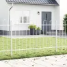 Gard de grădină cu vârf arcuit - alb - 8.5x1,2 m - oțel