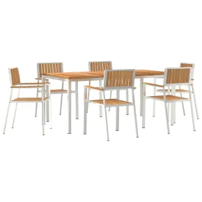 Set Dining Exterior Lemn de Tec - Masă 180 cm cu 6 Scaune 2