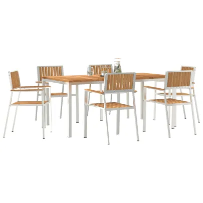 Set Dining Exterior Lemn de Tec - Masă 180 cm cu 6 Scaune