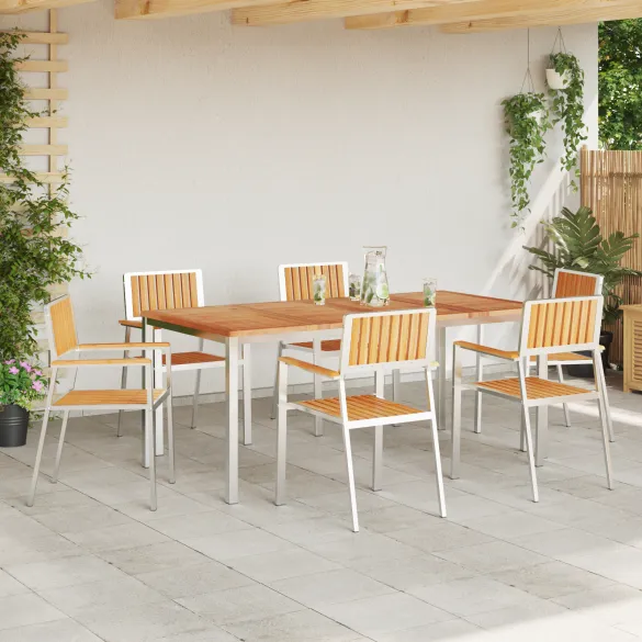 Set Dining Exterior Lemn de Tec - Masă 180 cm cu 6 Scaune