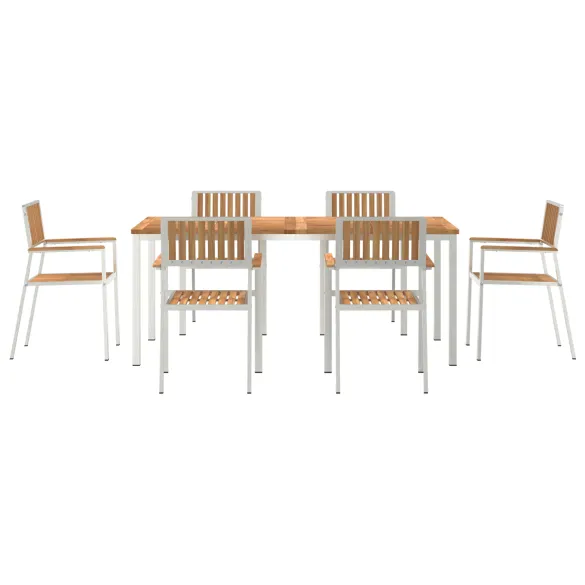 Set Dining Exterior Lemn de Tec - Masă 180 cm cu 6 Scaune