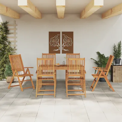 Set Masă Grădină 7 Piese Lemn Acacia Solid | Livrare Gratuită