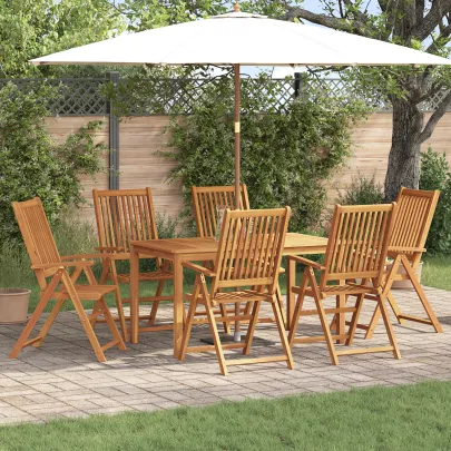 Set Masă Grădină 7 Piese Lemn Acacia Solid | Livrare Gratuită