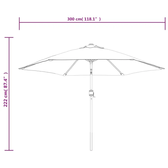 Umbrelă de soare exterior 300 cm - Metal Antracit