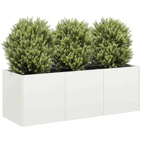 Jardinier Alb Oțel Laminat 120x40x40 cm - Livrare Gratuită
