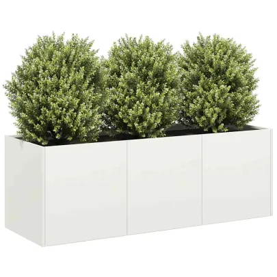 Jardinier Alb Oțel Laminat 120x40x40 cm - Livrare Gratuită
