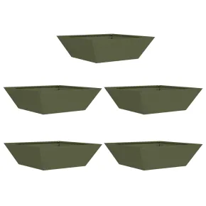 Ghiveci Metalic Verde Oliv Pătrat Modern 50x50x15 cm 2