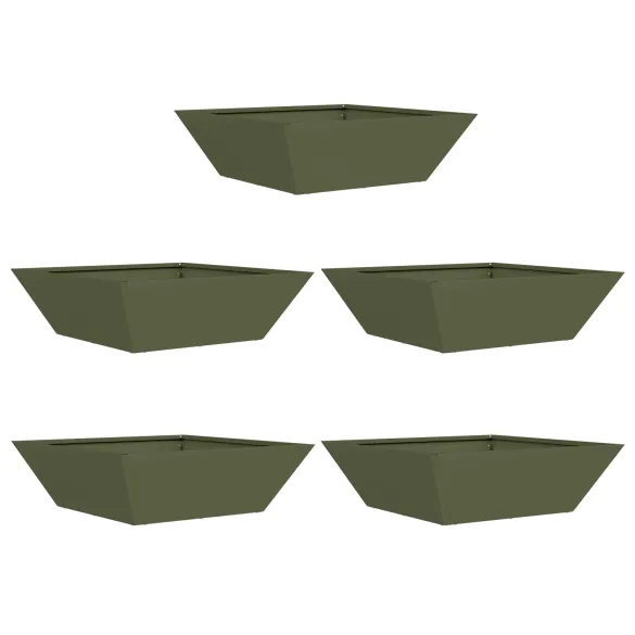 Ghiveci Metalic Verde Oliv Pătrat Modern 50x50x15 cm