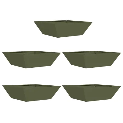 Ghiveci Metalic Verde Oliv Pătrat Modern 50x50x15 cm