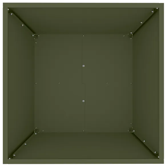 Ghiveci Metalic Verde Oliv Pătrat Modern 50x50x15 cm