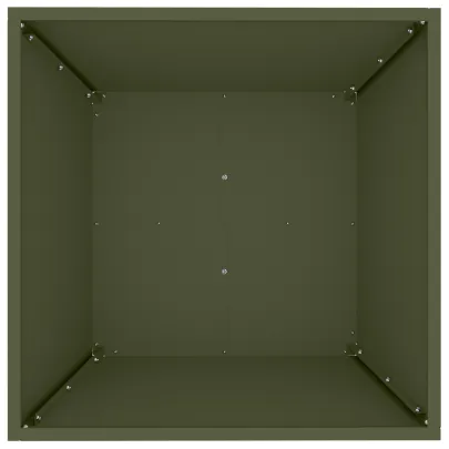 Ghiveci Metalic Verde Oliv Pătrat Modern 50x50x15 cm