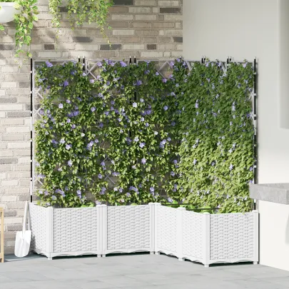 Jardiniere cu Trellis Alb - Suport Plante, Interior/Exterior
