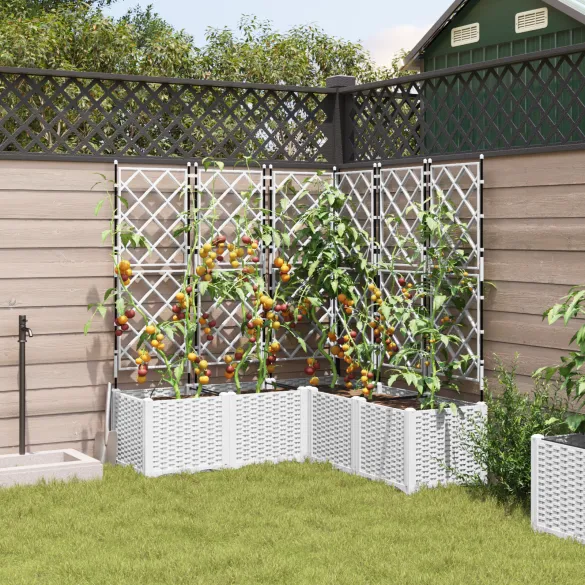 Jardiniere cu Trellis Alb - Suport Plante, Interior/Exterior