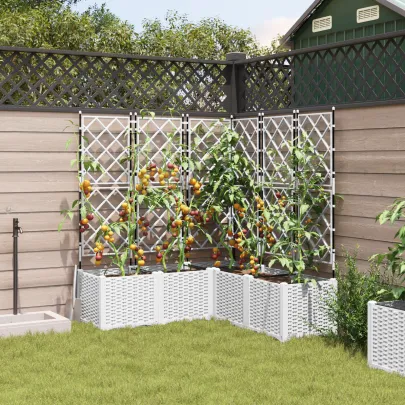 Jardiniere cu Trellis Alb - Suport Plante, Interior/Exterior