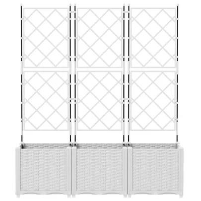 Ghiveci Grădină cu Suport Alb 120x40x143 cm - Comandă Acum